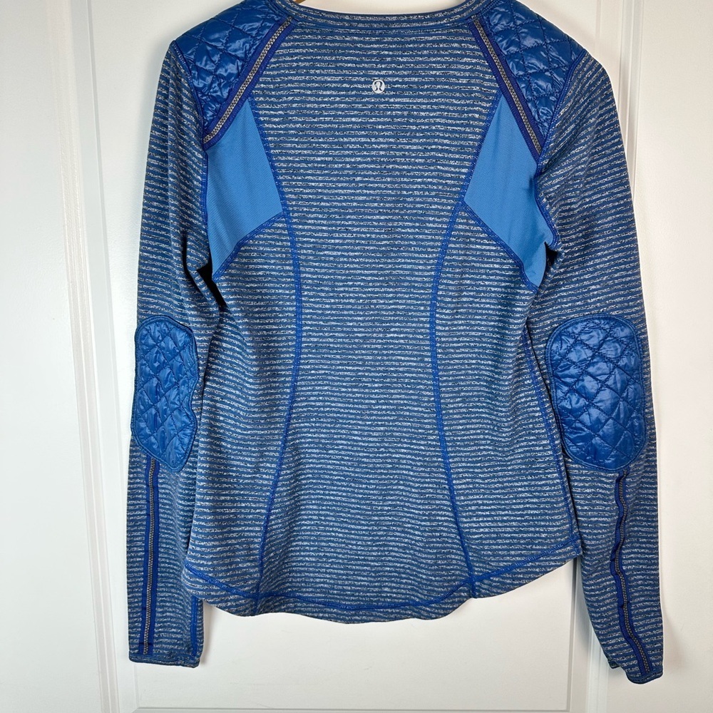 Lululemon Long Sleeve Striped Athletic Top • Size 10 • Quilted Shoulders&Elbows - Picture 5 of 12